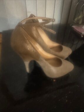 Women’s Tan Ankle-Strap Wedge Heels